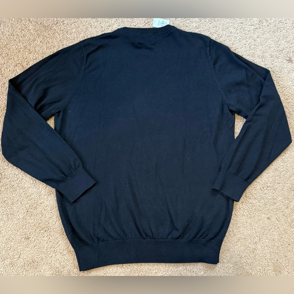 LL Bean Mens Cotton Cashmere Sweater Knit V-Neck Black Size M NWT - Picture 5 of 5